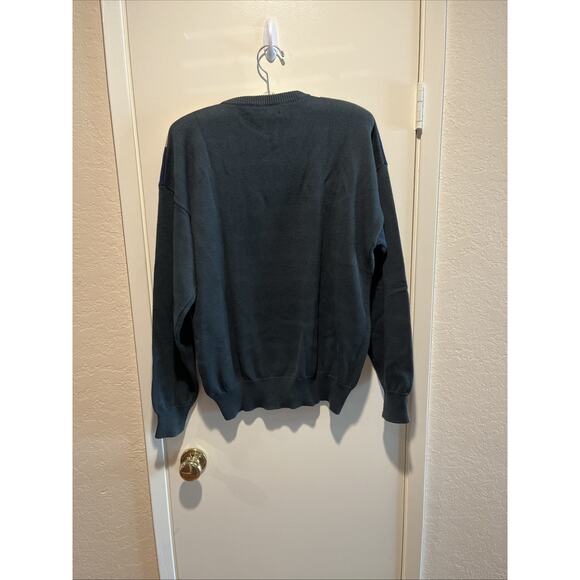 Vintage Orvis Sweater Mens Sz Med Men’s Colorblock Knit Cotton Green Yellow Tan - Picture 3 of 8